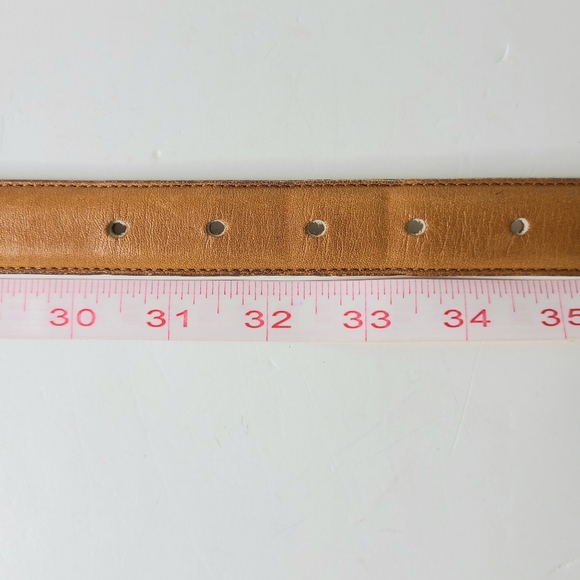 Coach British Tan Brown Cowhide Leather Brass Buckle Made in USA Vintage Belt - Picture 7 of 10